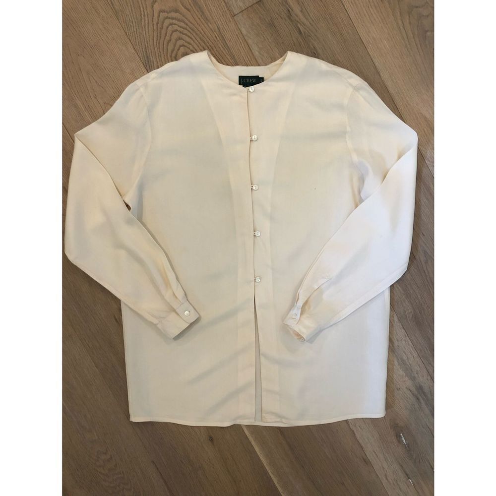 J Crew Off White Button Up Silk Blouse, Women’s XS